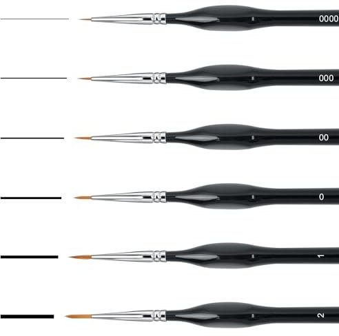 AiQInu 6 Piezas Pinceles Pintura Acrilica, Profesional Detalle Pincel Acuarela, Pinceles Finos Set para Acrílico, Óleo, Modelo, Miniatura