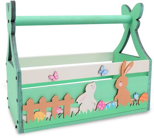 MONCAP Osterkorb Holz Osterkörbchen Osterhase Körbchen Ostern Holzbox Ostereier Osternest Körbchen zum Verschenken für Osterdekorationen