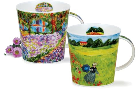 Dunoon Cairngorm Giverny Lot de 2 tasses en porcelaine fine de Chine 0,48 l | 480 ml | Tasses à café de qualité supérieure | Hauteur : 11 cm | Design artistique | Passe au lave-vaisselle | Parfait