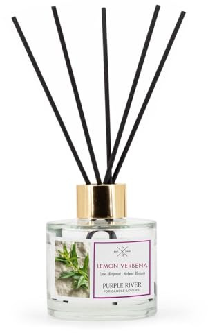 Purple River rumsdoft reed diffuser | Lemon Verbena | Aroma diffuser 100 ml | långvarig doft för hemmet | inkl. 7 doftpinnar | luftrenare för badrum, kök, vardagsrum
