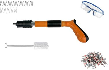 LEOFLA Pistola Manuale Sparachiodi Portatile Regolabile con Chiodi e Occhiali Integrati