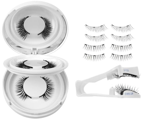 BUTBU 2Pezzi Ciglia Magnetiche, Ciglia Magnetiche Naturali, Non c'è bisogno di Colla, Riutilizzabili con Applicatore, Look Naturale, Facile da Indossare e Rimuovere