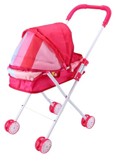 Temeemeg Poussette de poupée bébé Landau de poupée Pliable réaliste avec Poussette poupées capacité avec Roues sans Bruit Jouet pour Enfants, Style 2