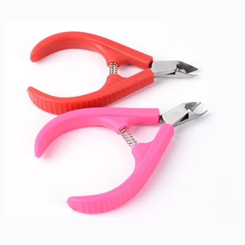 Operitacx Pinzas para Piel Muerta y Cutículas, 2 Piezas, Mango de Plástico Rosa, Acero Inoxidable, Herramienta Portátil para Manicura en Casa y Spa
