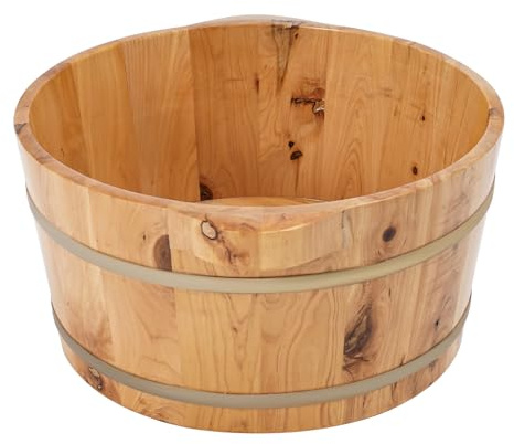 Vasca da bagno in legno per il relax e il miglioramento del sonno, secchio naturale in legno di cipresso, grande poggiapiedi per il benessere a casa, set regalo ideale per la cura dei piedi, massaggi