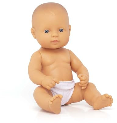 Miniland Realistic Baby Doll with Anatomically Correct Features, Reborn Baby Dolls, Cute Scented Hard Body with Vanilla Perfume, Comes in Polybag, 12 5/8 inches Tall | Caucasian Girl