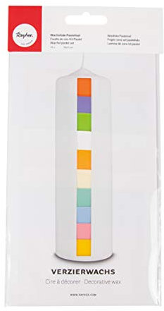 RAYHER 31495000 Wachsfolie Pastell Set 10 x 5 cm, 10er Pack farbig sortiert, Weiß