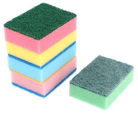 Sourcingmap 5pcs Éponge A Vaisselle Tampons à Récurer Cuisine Nettoyage Vaisselle Poêlon Chiffon Nettoyage Couleur Assorties