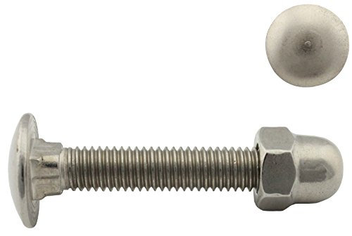 Flachrundschrauben/Schlossschrauben mit Hutmuttern (hohe Form) - M6x35 - (100 Stück) - Vollgewinde - DIN 603 / DIN 1587 - Edelstahl A2 (V2A) - SC603 / SC1587