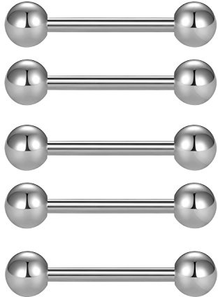 Fectas 5 unids 14 G Acero quirúrgico pezón piercing lengua Bar Set Body Piercing Joyería