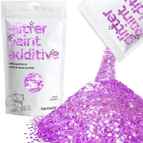 Lavender Purple Glitter Paint Additive Extra Chunky 100g for Adding Sparkle to Paints & Varnish | Paint Walls Sparkly Add to Emulsion, Acrylic or Lacquer Indoor | Hemway