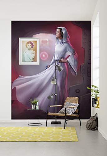 Komar Fleece fototapet Star Wars Classic Leia | Storlek: 200 x 250 cm (bredd x höjd), panelbredd 50 cm | tapet, väggmålning, dekoration, väggbeläggning, barnrum, sovrum | DX4-046, röd, vit