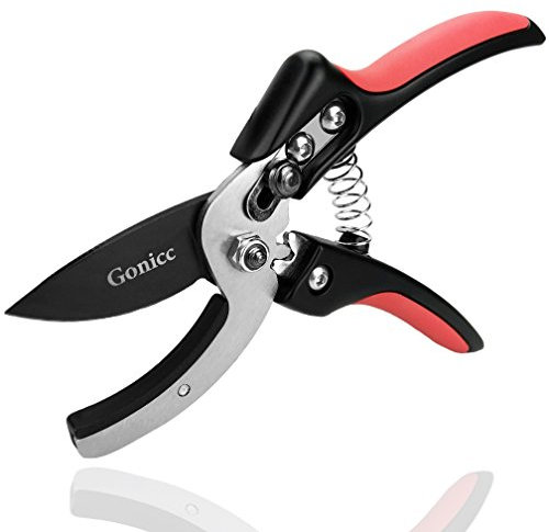 gonicc 8 Professional SK-5 Steel Blade Anvil Pruning Shears(GPPS-1010), Cushion and Shock Absorber Design, Ergonomically Design Handle.