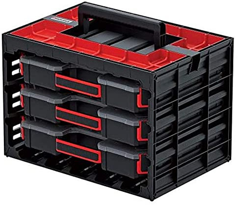 Cassetta degli attrezzi con 3 contenitori con impugnatura comoda 415 x 290 x 290 mm