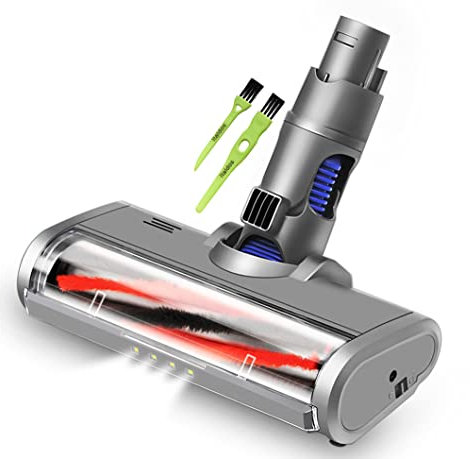 Italdos - Cepillo rotativo motorizado eléctrico Turbo Compatible con Dyson V6 DC58 DC59 DC61 DC62 con Rodillo de Pelo para Alfombra de Suelo Duro parquet Azulejos con luz LED