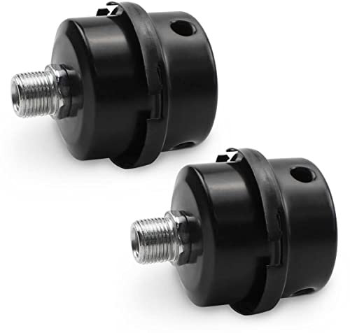 Bwintech 2 Stück Luftkompressor Schalldämpfer 3/8 Gewinde Schwarzer Metall Ansaugfilter Schalldämpfer für öllosen Luftkompressor