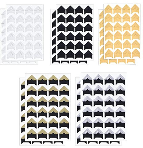 Bailinks Selbstklebende Fotoecken [240 Stück, 10 Blatt] – 5 Farben, Transparent & Wiederverwendbar – Für Fotoalben, Scrapbooks, DIY Journale, Speicherbücher – Klebefrei & Rückstandslos‌