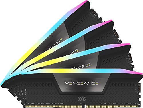 Corsair VENGEANCE RGB DDR5 RAM 64GB (4x16GB) 6600MHz CL32 Intel XMP iCUE Kompatibel Computer Speicher - Schwarz (CMH64GX5M4B6600C32)