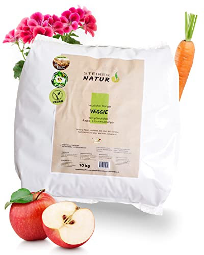 SteirerNatur Veggie Bio Universaldünger 1,5kg & 10kg - organischer Pflanzendünger Zimmerpflanzen, Hochbeet, Rasendünger, Topfpflanzen - Bio Obst Gemüse Dünger - 100% pflanzlich (10KG)