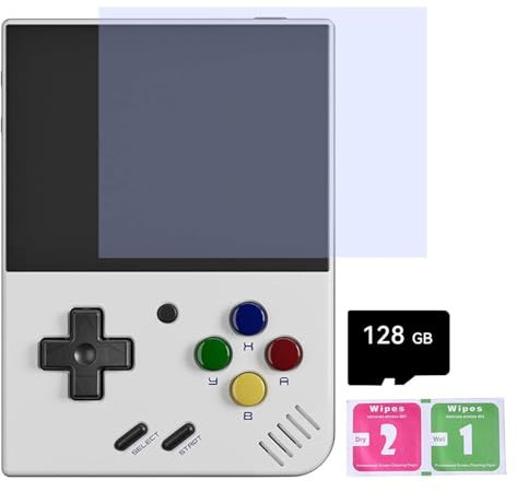 Miyoo Mini Plus Handheld Game Console, 3.5-Inch Retro Emulator Console Built-In 11000 Games, Support Wi-Fi Battle, Open-Source Emulators, Cortex-A7 Processor(128G White)