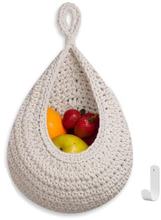 Obstkorb Hängend Wandkorb Handgewebt Baumwollegewebe Aufbewahrungskörbe Obstkorb Gemüsekorb Hängekorb Küche Wand Hängen Gemüse und Obst Korb