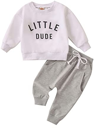 WYSUMMER Baby Boy Set di Vestiti per Bambini con Stampa a Lettere Maglioni Pantaloni Tuta a Maniche Lunghe Maglietta e Pantaloni per Bambini Piccoli