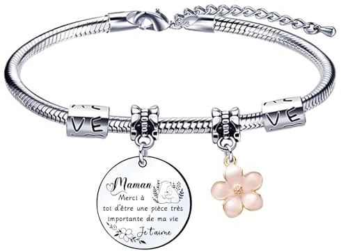 LKJHGF Bracelets Cadeau de fête des Mères Bracelet Maman Femmes Bijoux Bracelet Mère Cadeau d'anniversaire (9)