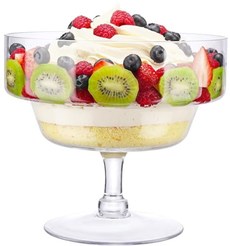 NiHome Cuenco de cristal transparente para postres en capas, gelatinas, ensaladas, platos fríos, cuencos de frutas, diseño inspirado en Martini, centro de mesa decorativo grande para reuniones