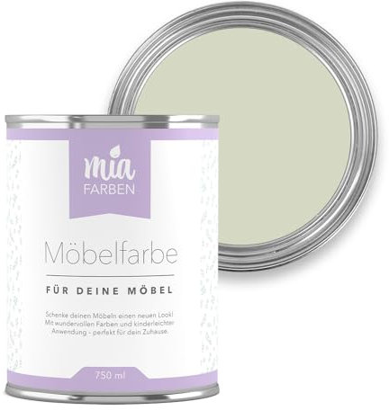miafarben Möbelfarbe für Holz 750ml, Kreidefarbe, Möbellack ohne schleifen, Kreidelack (Mildes Lichtgrün)