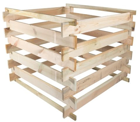 NATIV Composteur de jardin - Système d'emboîtement - 88 x 88 x 73 cm - En bois certifié - Composteur enfichable pour votre propre compost