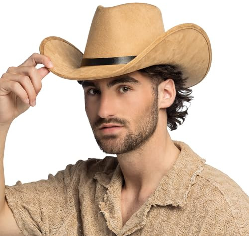 Boland – Chapeau de cowboy Bronco avec ruban, chapeau western pour soirée à thème, carnaval, accessoires pour costumes de carnaval, enterrement de vie de garçon/jeune fille