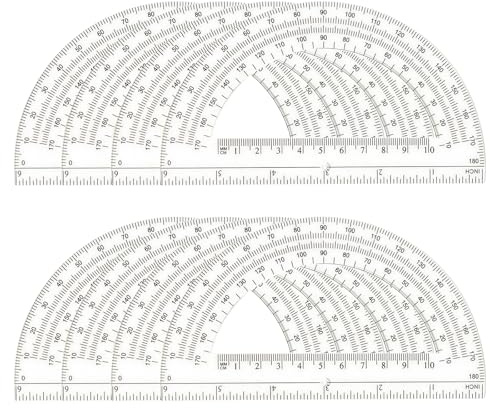 8 Pack Plastic Protractor,Math Protractors Clear 180 Degrees,Transparent Protractor for Geometry(6 Inch)