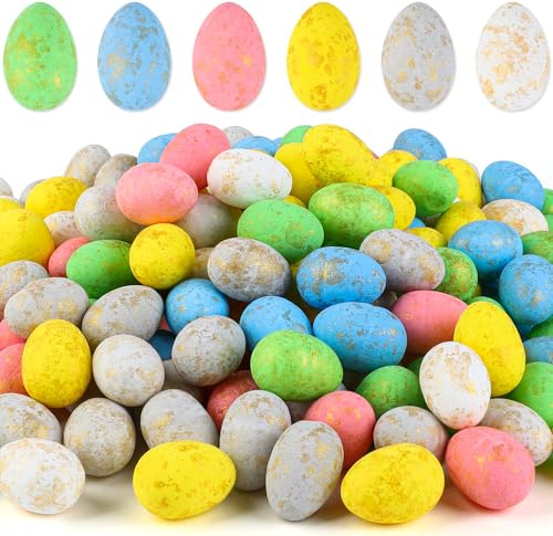 Larber 200 Pezzi Uova di Pasqua in Gommapiuma 6 Colori Mini Uova di Pasqua in Schiuma per Riempire Vasi Artigianato Pasquale Fai da te Decorazioni per la Casa