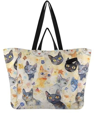 WDdZzyy Borse di tela riciclare cucina drogheria borse tutto borsa per le donne viaggio picnic accessori bellezza Devon Rexcats oro