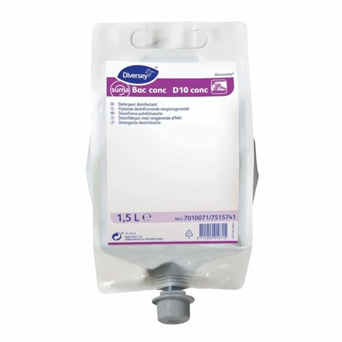 Diversey Suma Bac D10 Detergent and Disinfectant Concentrate 1.5 Litre (Pack of 4)