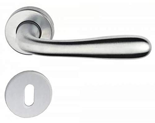 2 MANIGLIE PER PORTE maniglia porta CON ROSETTA ORO BRONZO ALLUMINIO vi. tel. serie AGNONA (Alluminio Argento)