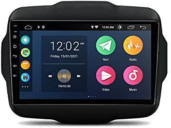 ESTOCK1 Car tablet Android 14 compatibile con Jeep Renegade 2015-2023 4 Gb di ram 32 Gb di rom 8 Core processore 9 pollici GPS autoradio navigatore WI-FI Bluetooth MirrorLink CarPlay INTEGRATO