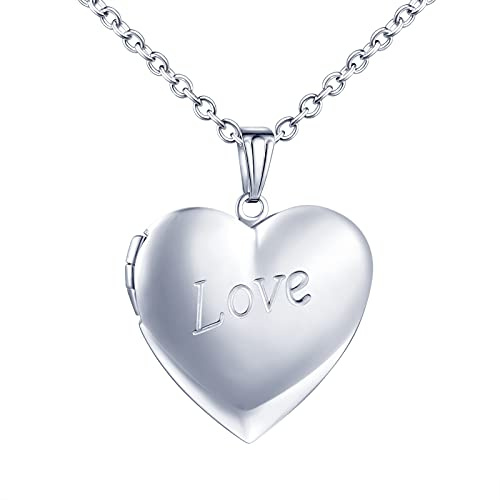 MicVivien Collana da Donna Pendente Medaglione Porta Foto in Acciaio Inossidabile, Collana con Ciondolo Cuore Personalizzata Collane Gioielli per Mamma Donne Ragazze