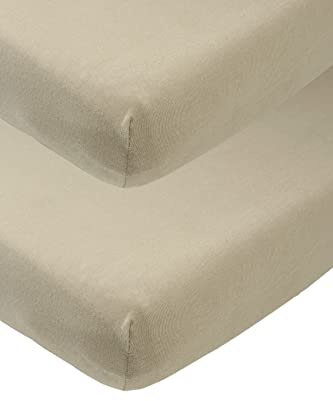 Meyco Baby Spannbettlaken für Beistellbett - 2er Pack - 50x90cm - Jersey Spannbetttuch - 100 % Baumwolle - Oeko Tex zertifiziert - Rundum-Gummizug, atmungsaktiv - Uni - Taupe