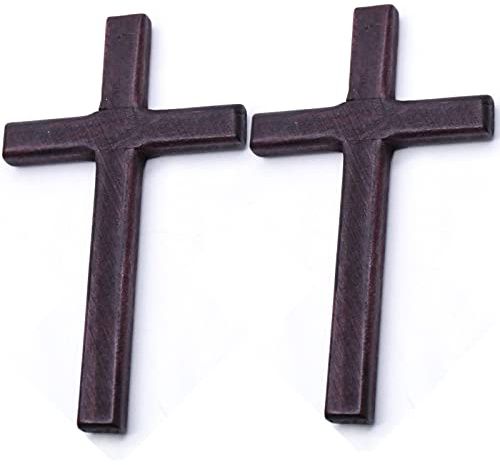 Wudaizhi 2 Piezas Cruces De Madera Hechas a Mano, Manos De Oración Religiosa Que Sostienen Una Cruz De Madera, Colgante De Collar De Encanto Religioso, Crucifijo De Jesucristo Adornados