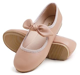 Feversole Girls Cute Dress,Ragazze Mary Jane Strap Scarpe Basse Ballerine da Principessa Scarpe da Scuola Piatte Fiocco Carino Rosso Napa 31 EU