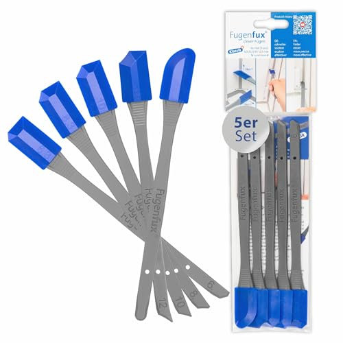 KLASSIK (Plus) Fugenfux® Juego de 5 alisadores de juntas con punta mágica revolucionaria para espacios extremadamente estrechos, 5 cabezales especiales optimizados, fabricado en Alemania, para todos