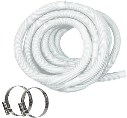HAF® Hochwertiger Pool Schwimmbadschlauch 32mm Weiß 6 Meter für Garten & Schwimmbad | Solarschlauch inkl. 2X Edelstahl Schlauchschellen | Poolschlauch | Pumpenschlauch - Qualität: Made in Germany