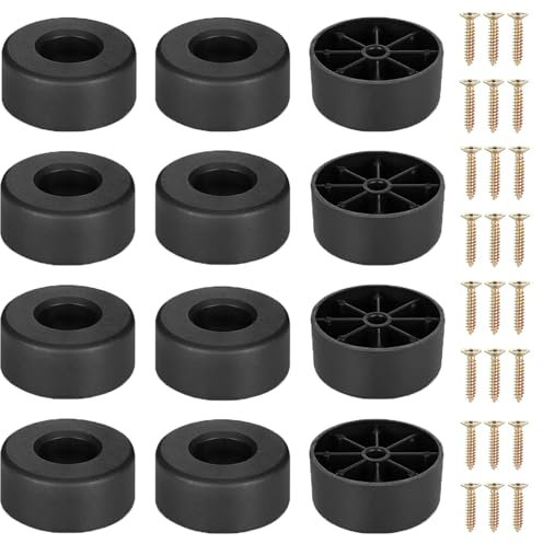 12 Piezas Patas para Muebles Redondas,Patas Sofa de Plástico,45 x 20mm,Negras Patas para Mesitas de Noche,Protector para Patas de Muebles de Madera,para Sofás,Mesas,Sillas,Armarios y Sofás,Muebles