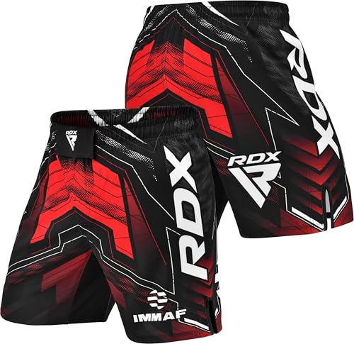 RDX Short de combat et d'entraînement approuvé par IMMAF, tissu léger, taille élastique, fentes latérales pour adultes et enfants, pour une mobilité complète, adapté pour la boxe, le muay thai, le