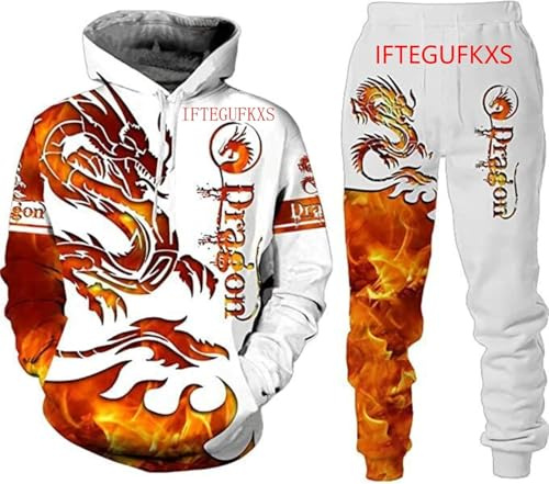 Sweat à capuche pour homme avec motif dragon chinois imprimé en 3D - Pull ample - Dragon chinois - T-shirt de sport - Jogging - Ensemble de sport, S1., XL