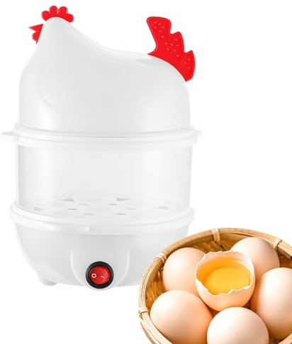 Pavsicgn Cocedor De Huevos Duros,Cocedor De Huevos Escalfados Con Doble Nivel En De Gallina Para Tortillas Albóndigas - Máquina Con Diseño De Gallina De Doble Nivel, Gran Capacidad Para Verduras Al
