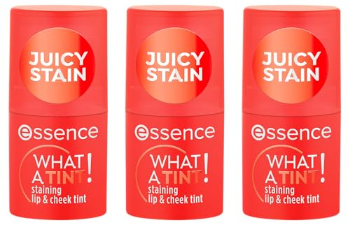 essence WHAT A TINT! staining lip & cheek tint, Rouge, Nr. 20, Orange, kühlend, Färbeeffekt, sofortiges Ergebnis, natürlich, vegan, ölfrei, ohne Parabene, ohne Mikroplastikpartikel, 3er Pack (3x5g)