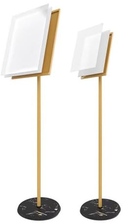 Skylthållare Justerbart skyltställ, Meny-affischställ för vertikal och horisontell visning, Justerbart reklamställ med stabil bas (guld, A4)