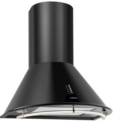 Klarstein Noir - Retro Extractor Hood, Extractor Hood, Stainless Steel, 60 cm, 430 m³/h Exhaust air Capacity, Three Power Levels, Exhaust air Mode, recirculation Mode Possible, matt Black